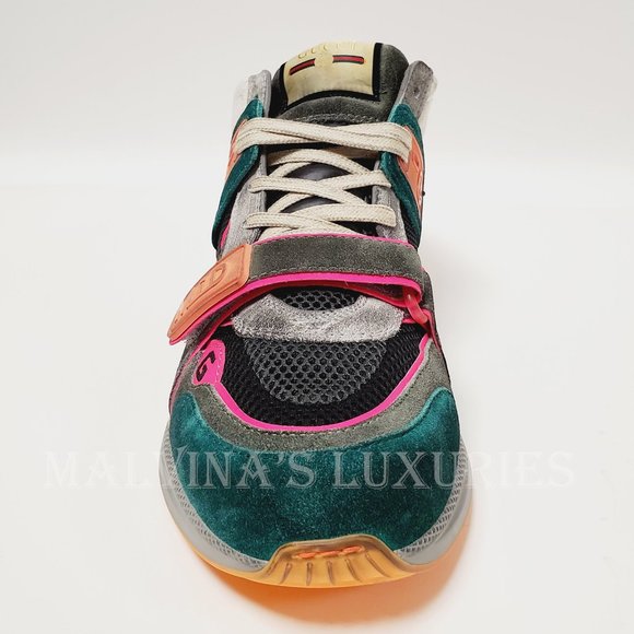 GUCCI SNEAKERS MENS ULTRAPACE MID TOP LEATHER SHOES w LOGO sz 8G 8.5 US - Picture 10 of 16